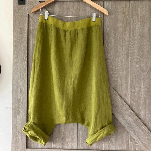 100% Linen Harem Pants, OS, mustard color - Picture 3 of 8